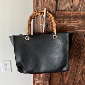 Black bamboo handle handbag